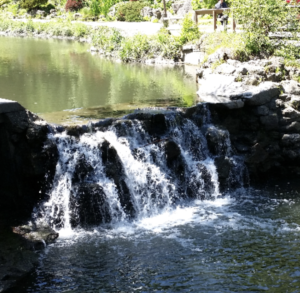 Stone waterfall with stream
